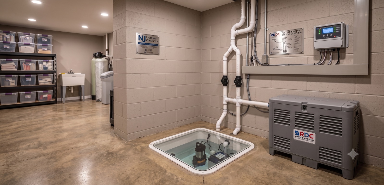 Sump pump installation by RDC Waterproofing
